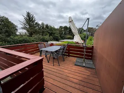 Ein Balkon oder eine Terrasse in der Unterkunft Ferienwohnung Knechtsand Cuxhaven