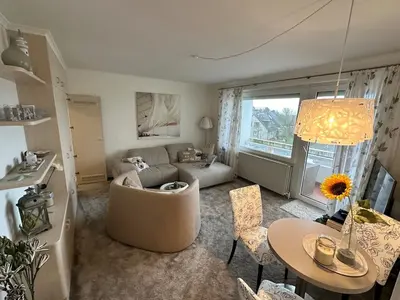Ein Sitzbereich in der Unterkunft Modern, Gemütlich, Strandnah