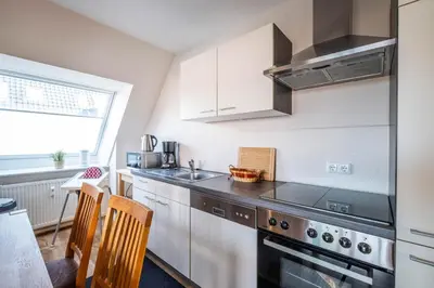 Küche/Küchenzeile in der Unterkunft Haus Regenpfeifer Wohnung 4