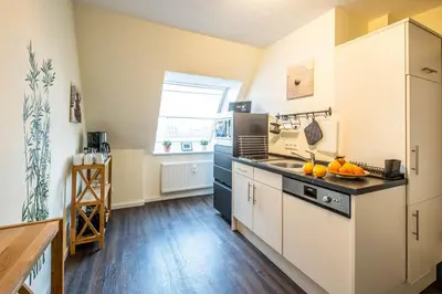 Küche/Küchenzeile in der Unterkunft Haus Regenpfeifer Wohnung 3