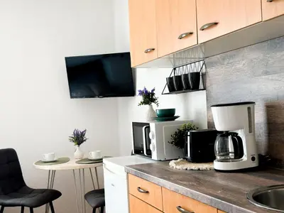 Küche/Küchenzeile in der Unterkunft Brunsbüttel City Apartments