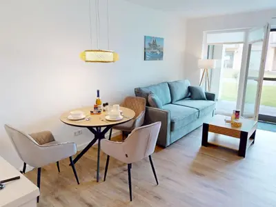 Ein Sitzbereich in der Unterkunft Zuhause In Duhnen - 204 Viel Watt