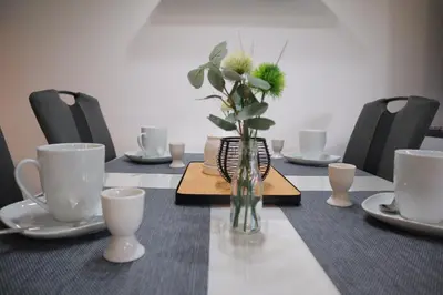 Ein Sitzbereich in der Unterkunft Deichbude 13