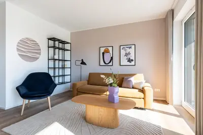Ein Sitzbereich in der Unterkunft Ferienwohnung Meerloft