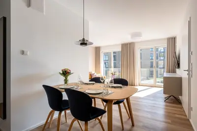 Ein Sitzbereich in der Unterkunft Ferienwohnung Meerloft