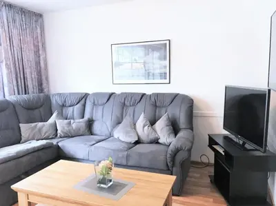 Ein Sitzbereich in der Unterkunft Wohnpark Steinmarne, Haus 07