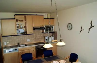 Küche/Küchenzeile in der Unterkunft Haus Nordseeblick, App 22