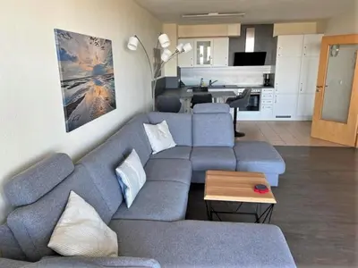 Ein Sitzbereich in der Unterkunft Haus Nordseeblick, App 13