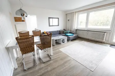 Ein Sitzbereich in der Unterkunft Haus Seehund