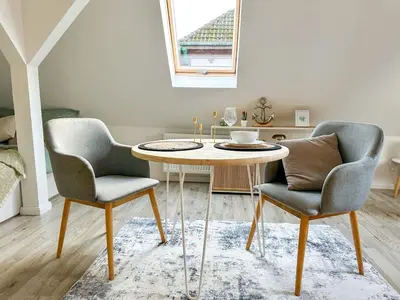Ein Sitzbereich in der Unterkunft HafenCity Apartments Brunsbüttel