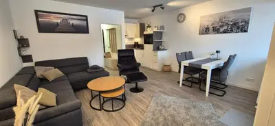 Ein Sitzbereich in der Unterkunft Terrassenhaus, FeWo 24