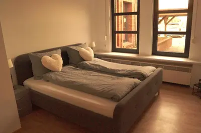 Ein Bett oder Betten in einem Zimmer der Unterkunft Gesamte Unterkunft in Friedrichskoog