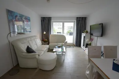 Ein Sitzbereich in der Unterkunft Ferienwohnung Meeresidyll