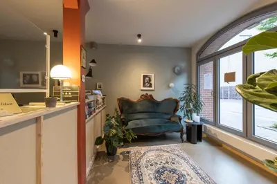 Ein Sitzbereich in der Unterkunft Altstadthotel Eibsen