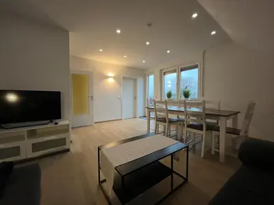 TV/Unterhaltungsangebot in der Unterkunft HörnQuartier - modern eingerichtete Ferienwohnung - Familienfreundlich, ideal auch für Geschäftskunden