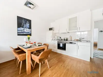 Küche/Küchenzeile in der Unterkunft Residenz Rugenbargsweg Wohnung 15
