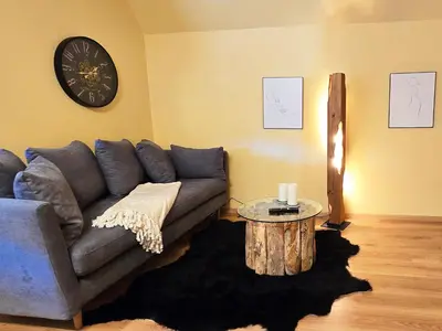 Ein Sitzbereich in der Unterkunft Ferienwohnung Smukke Stuuv