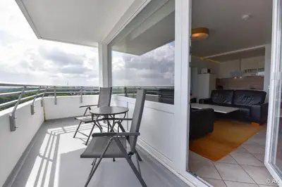 Ein Balkon oder eine Terrasse in der Unterkunft Hanseatic FeWo 812