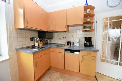 Küche/Küchenzeile in der Unterkunft Altes Badehaus Appartement Diana