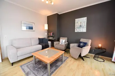 Ein Sitzbereich in der Unterkunft Altes Badehaus Appartement Diana