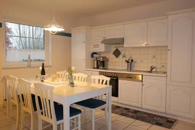 Küche/Küchenzeile in der Unterkunft Ferienhaus Perlmuschel