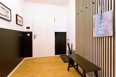 Ein Sitzbereich in der Unterkunft Duhner Spitze, DS5