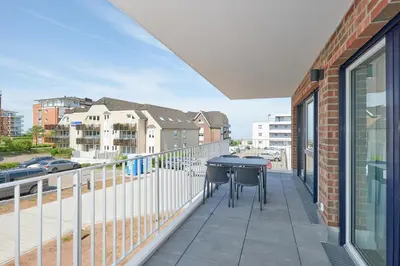 Ein Balkon oder eine Terrasse in der Unterkunft Nordstrand, N201