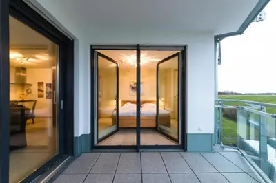 Ein Balkon oder eine Terrasse in der Unterkunft Döser Seedeich 7, SD2