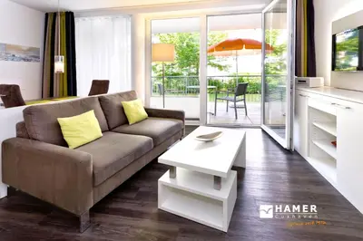 Ein Sitzbereich in der Unterkunft Duhner Strandhus, S12