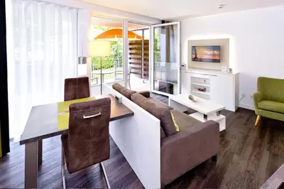 Ein Sitzbereich in der Unterkunft Duhner Strandhus, S12
