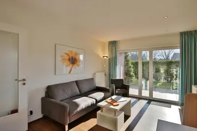 Ein Sitzbereich in der Unterkunft Wattwagen, RW3