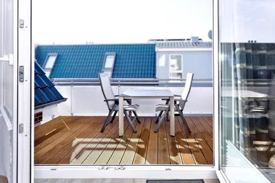 Ein Balkon oder eine Terrasse in der Unterkunft Ruge Bries, RB18
