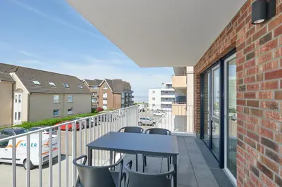 Ein Balkon oder eine Terrasse in der Unterkunft Nordstrand, N202
