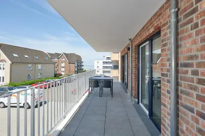 Ein Balkon oder eine Terrasse in der Unterkunft Nordstrand, N202