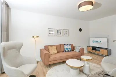 Ein Sitzbereich in der Unterkunft Nordstrand, N101a