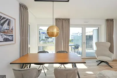 Ein Sitzbereich in der Unterkunft Nordstrand, N101a