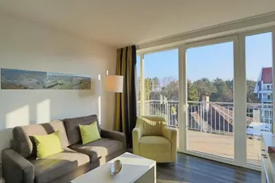 Ein Sitzbereich in der Unterkunft Duhner Strandhus, S303