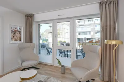 Ein Sitzbereich in der Unterkunft Nordstrand, N104