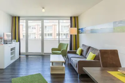 Ein Sitzbereich in der Unterkunft Duhner Strandhus, S210