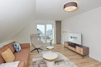 Ein Sitzbereich in der Unterkunft Nordstrand, N301a