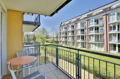 Ein Balkon oder eine Terrasse in der Unterkunft Duhner Strandhus, S104