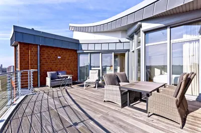 Ein Balkon oder eine Terrasse in der Unterkunft Residenz am Yachthafen, RY32