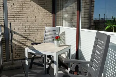 Ein Balkon oder eine Terrasse in der Unterkunft Apartment Deichblick