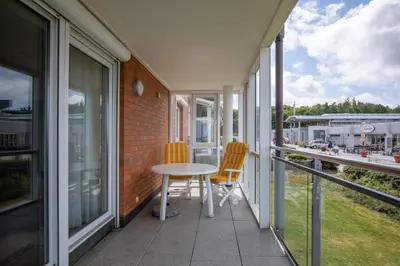 Ein Balkon oder eine Terrasse in der Unterkunft Strandpalais, Whg 1
