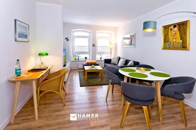 Ein Sitzbereich in der Unterkunft Am Seedeich 17, AS172