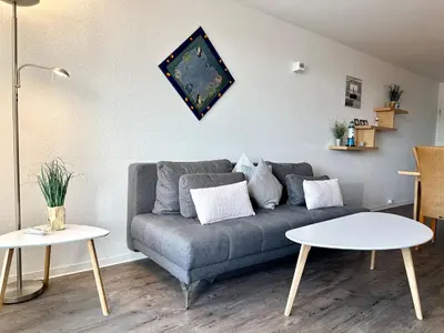 Ein Sitzbereich in der Unterkunft Ferienwohnung De Klüver