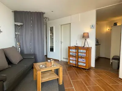 Ein Sitzbereich in der Unterkunft Ferienwohnung De Keel