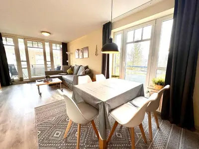 Ein Sitzbereich in der Unterkunft Ferienwohnung De Fieffööt