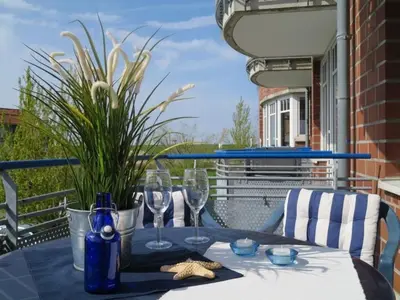 Ein Balkon oder eine Terrasse in der Unterkunft Ferienwohnung De Dwarslöper