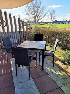 Ein Balkon oder eine Terrasse in der Unterkunft Ferienwohnung De Priel